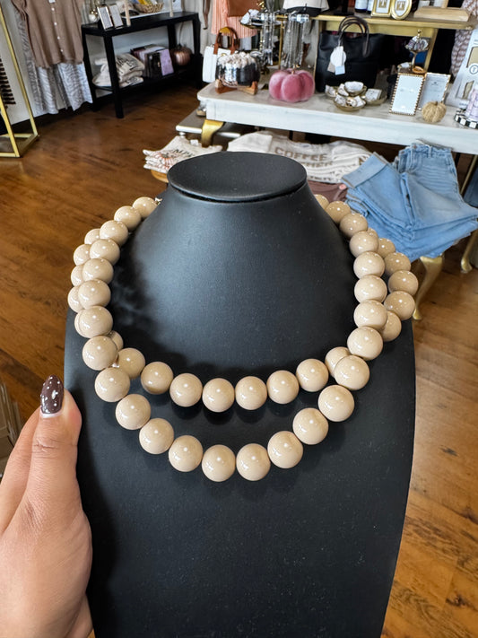 Light Brown Round Beaded Necklace