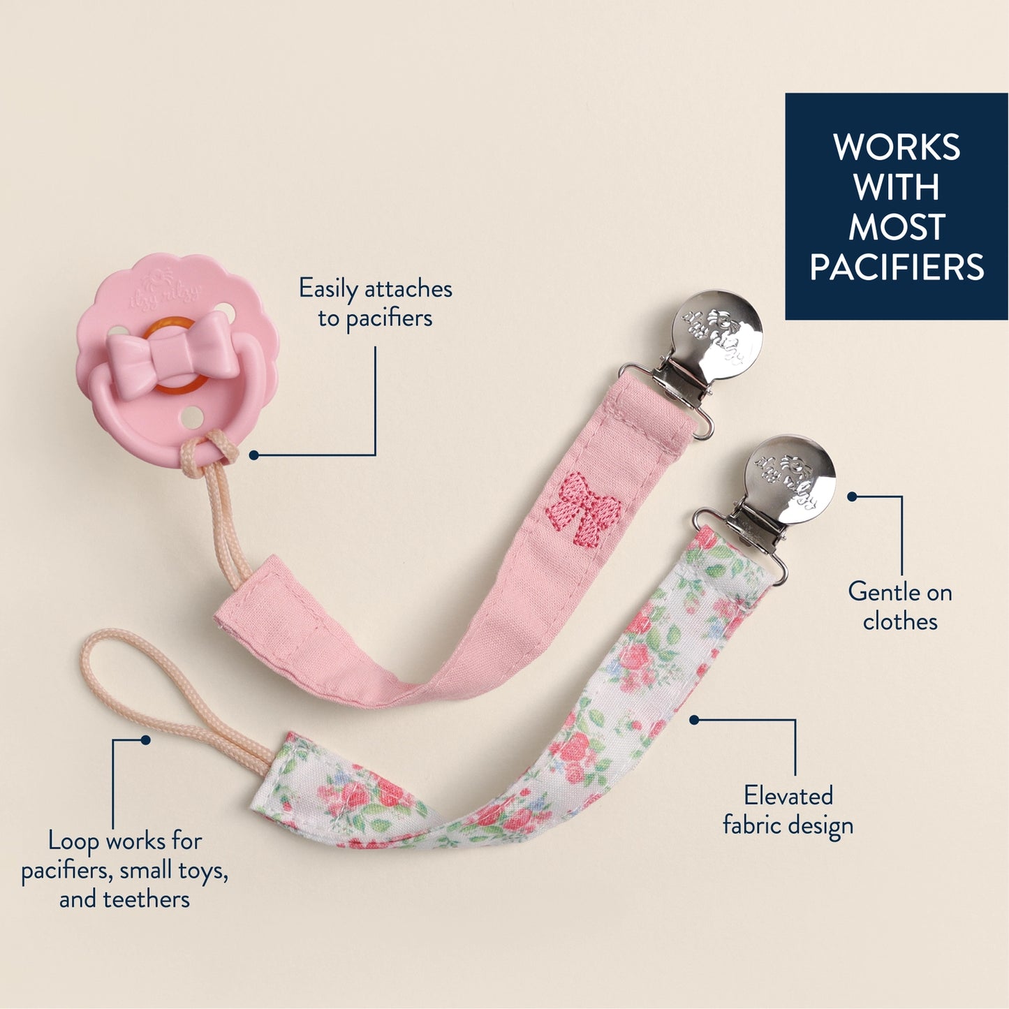Itzy Clip™ Fabric Pacifier Straps
