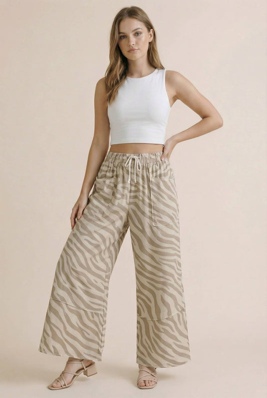 Zebra Print Wide Leg Lounge Pants