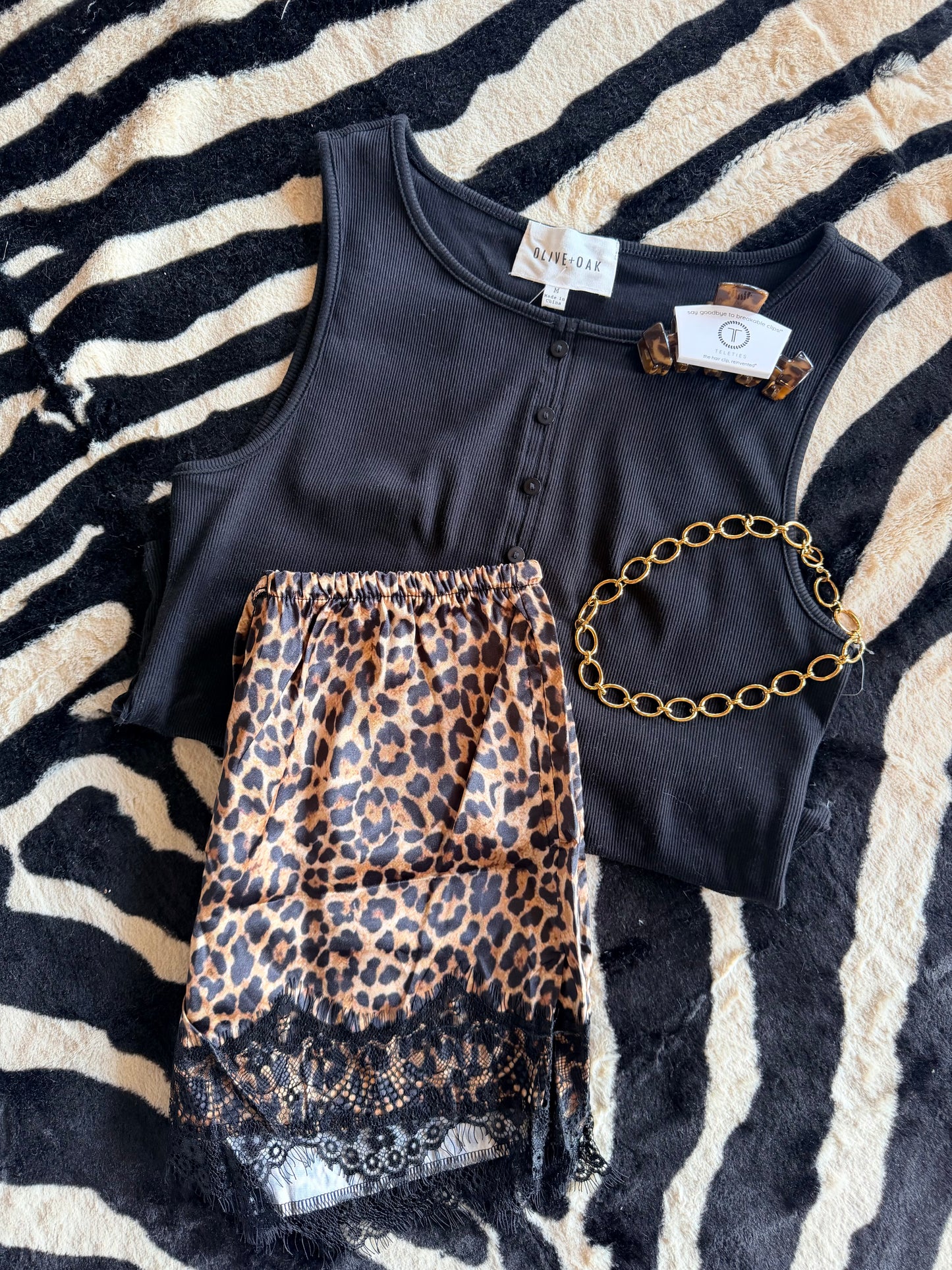Leopard Lace Trim Shorts