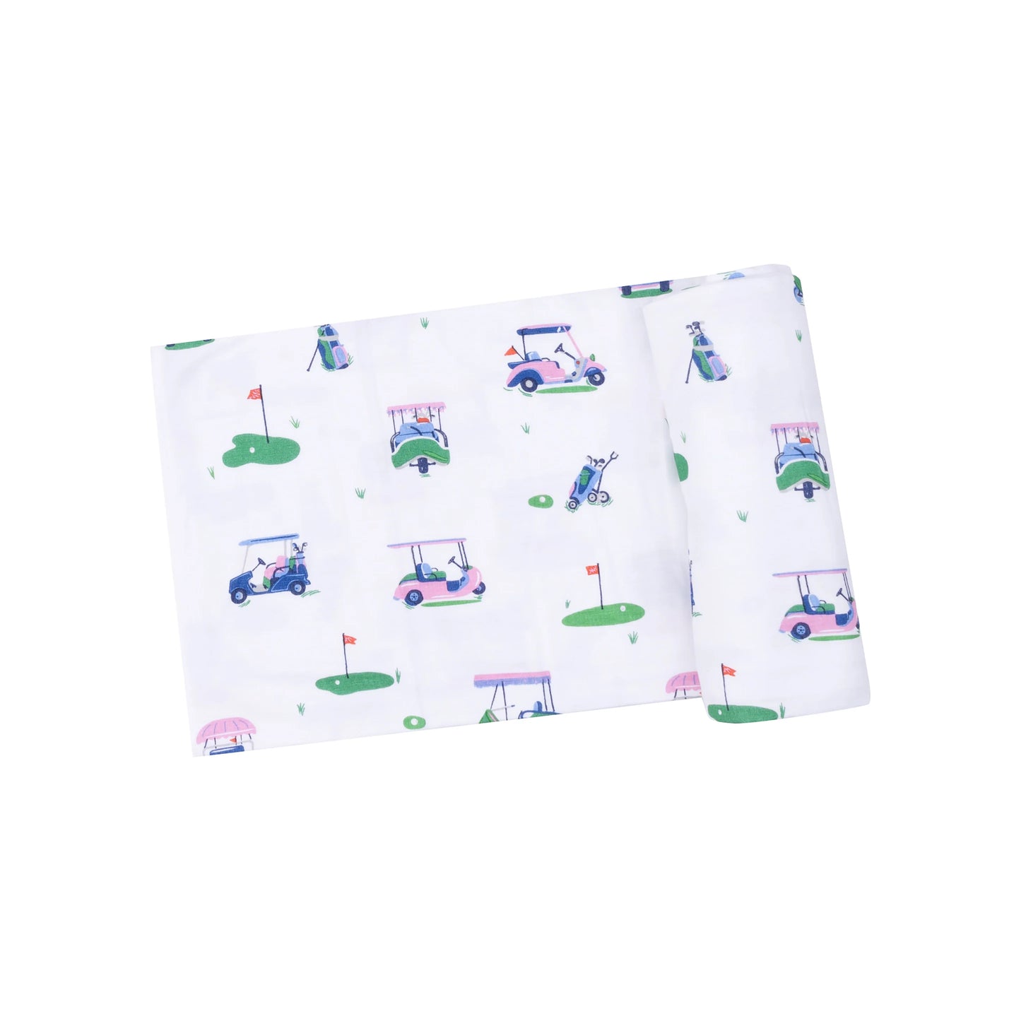 Swaddle Blanket- Vintage Pink Golf Carts