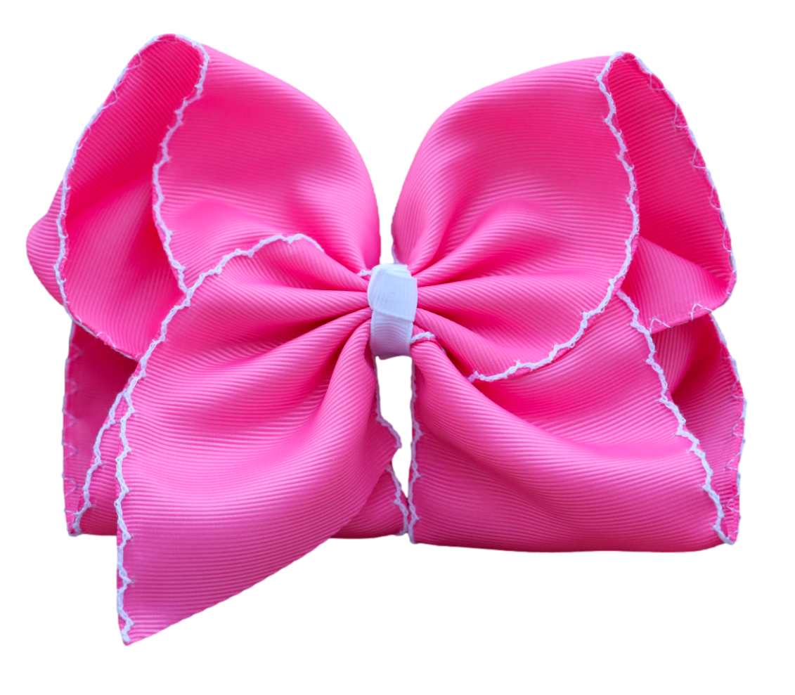 Hot Pink Moon Stitch Hair Bow