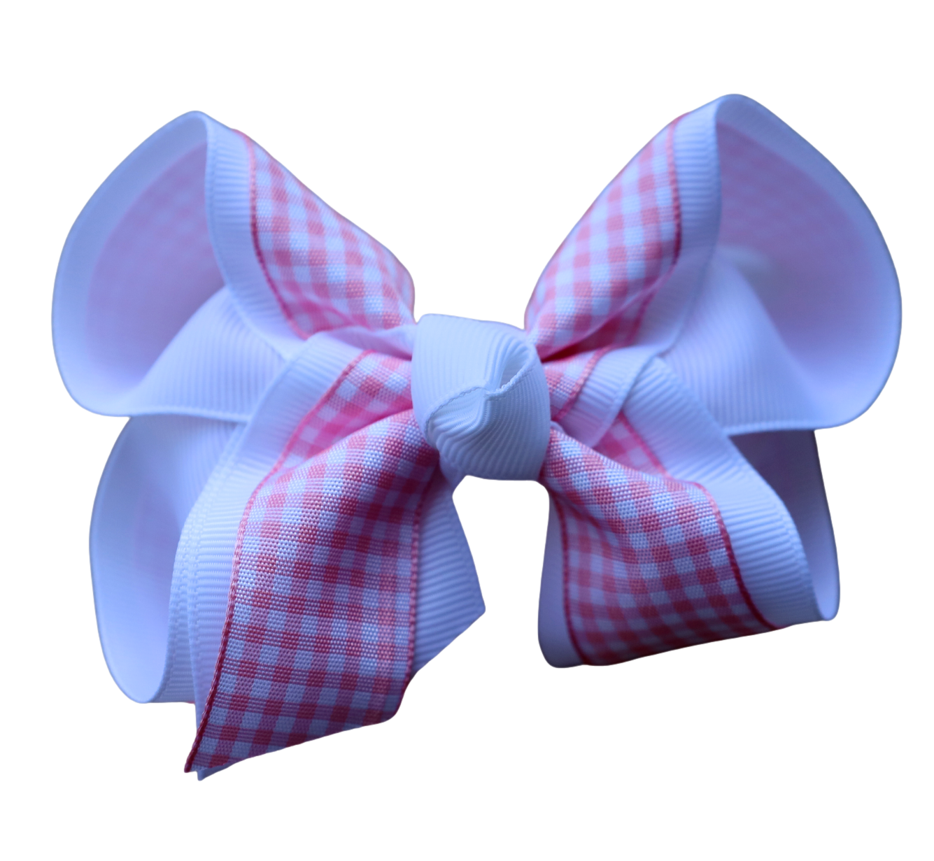 Light Pink Gingham Layered Bow