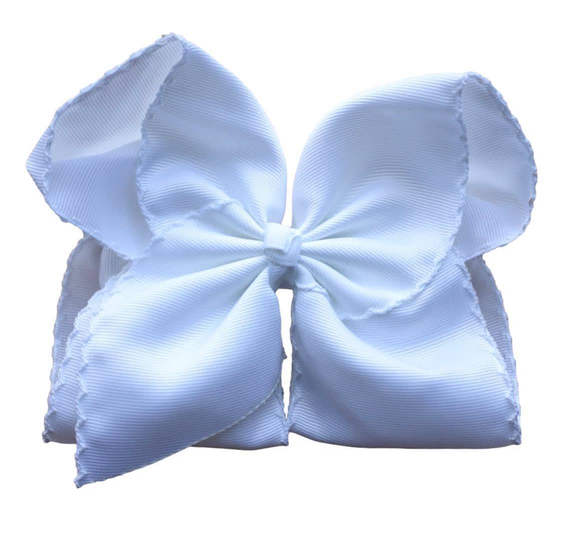 White Moon Stitch Hair Bow