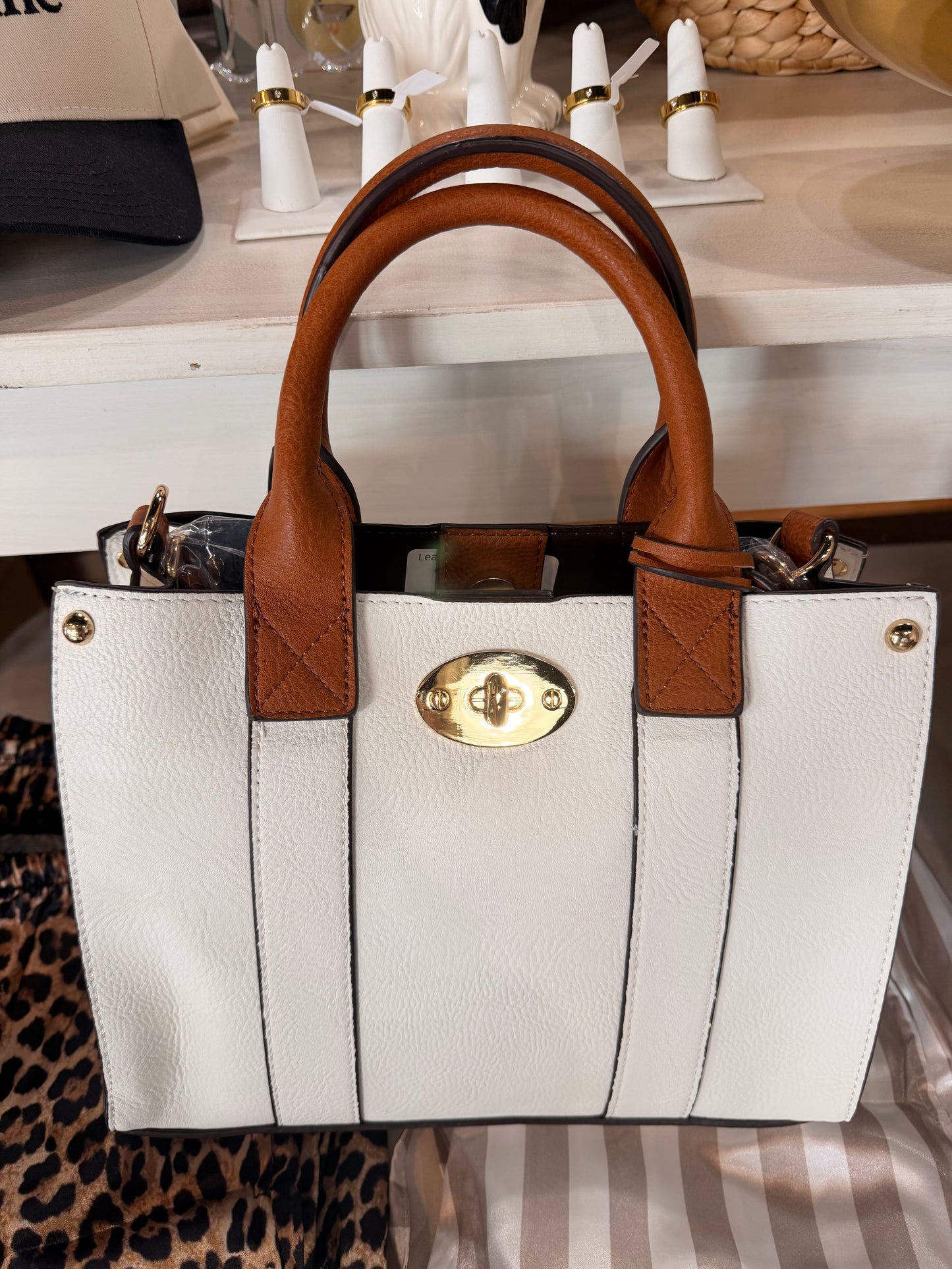 Leather Snap Handbag