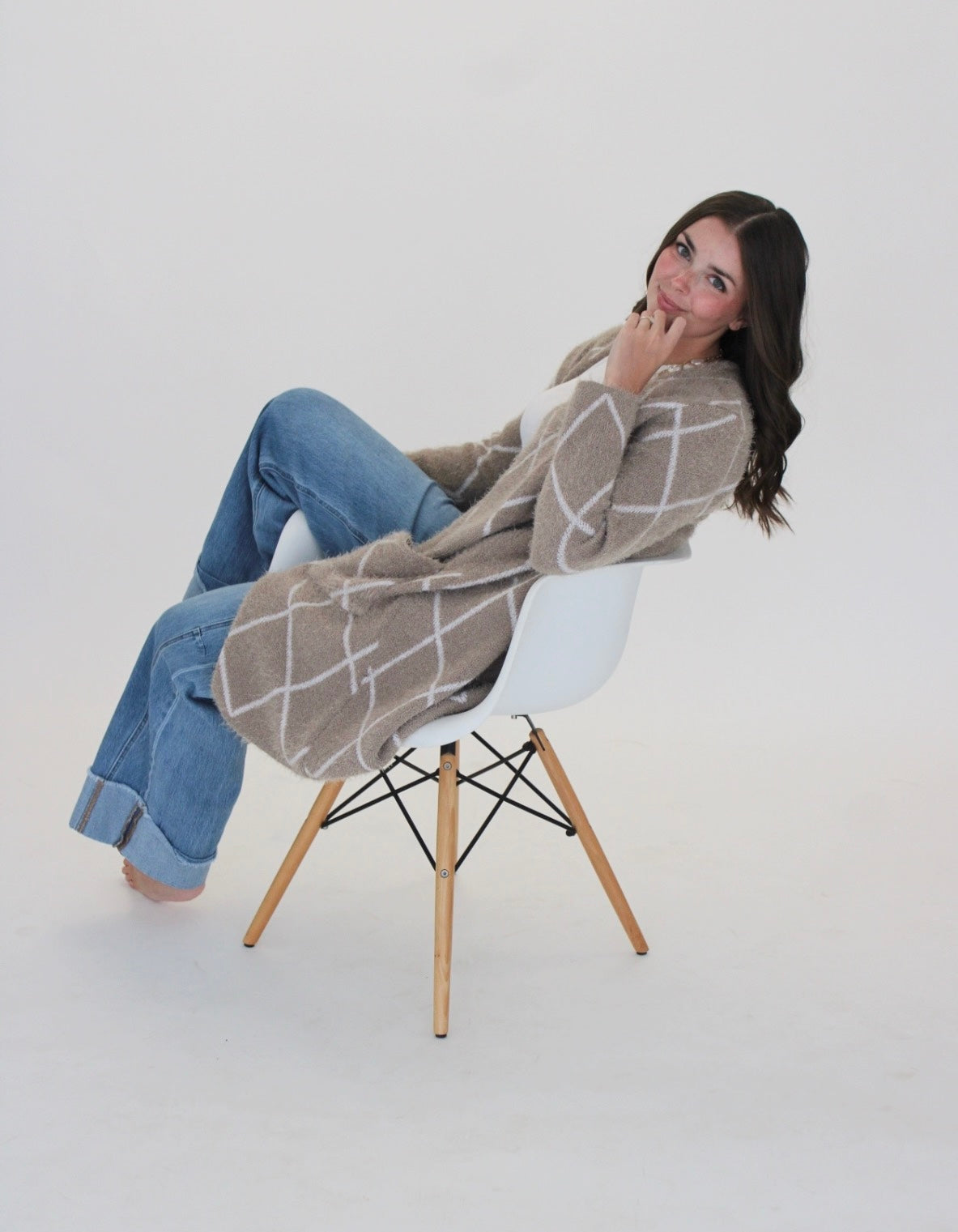 Criss Cross Sweater Cardigan - Taupe