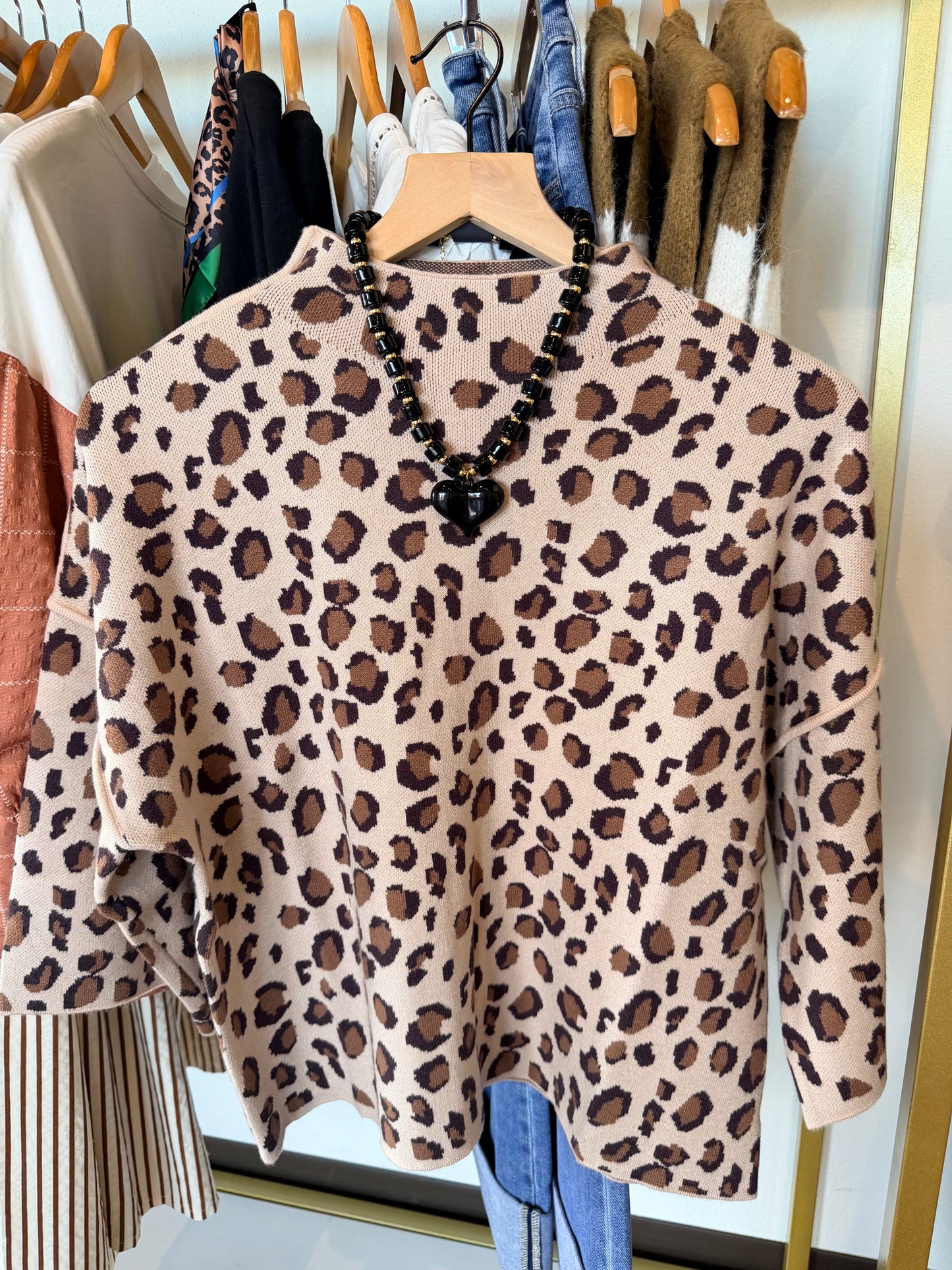 Leopard Mockneck Sweater