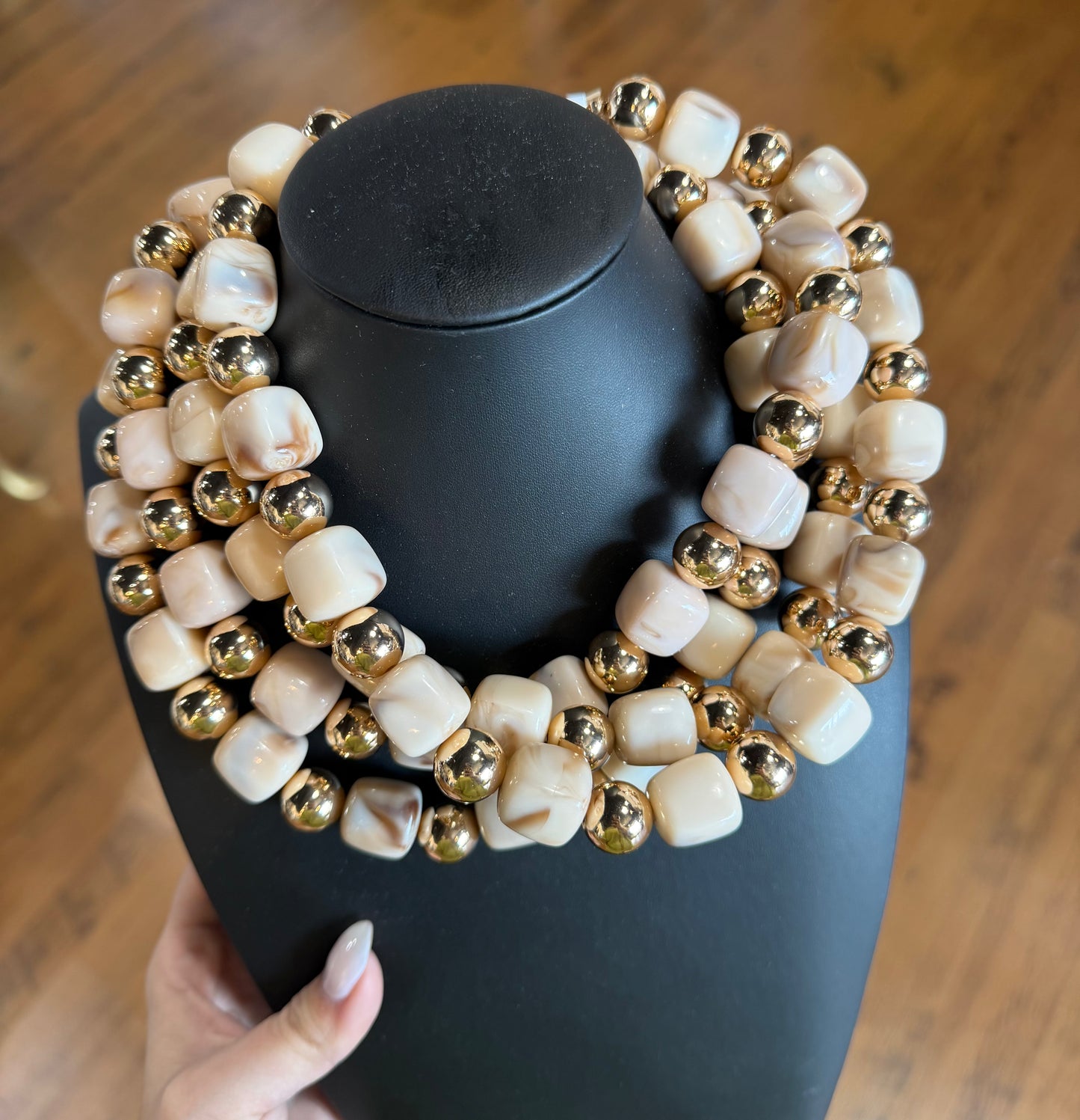 Light Brown Beaded Necklace