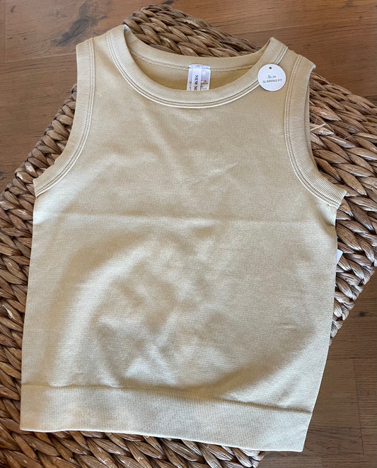 Everyday Wear Ribbed Tank - Taupe
