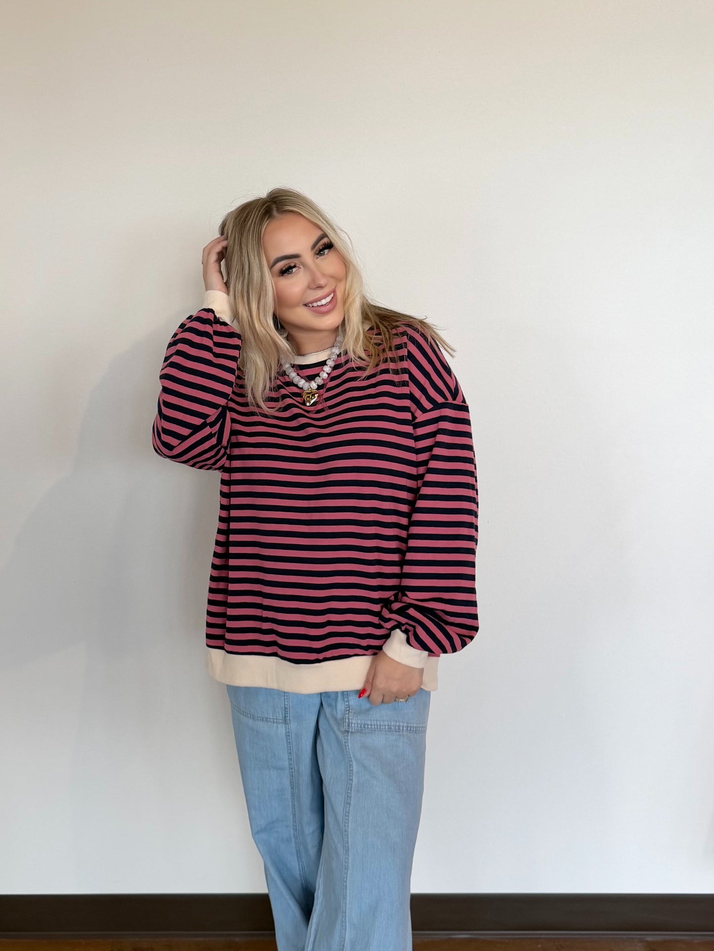Color Contrast Top- Pink & Navy