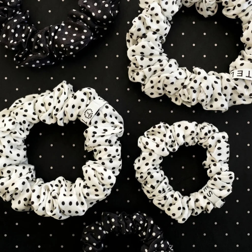 Polka Dot Party Small Silk Scrunchies - Small