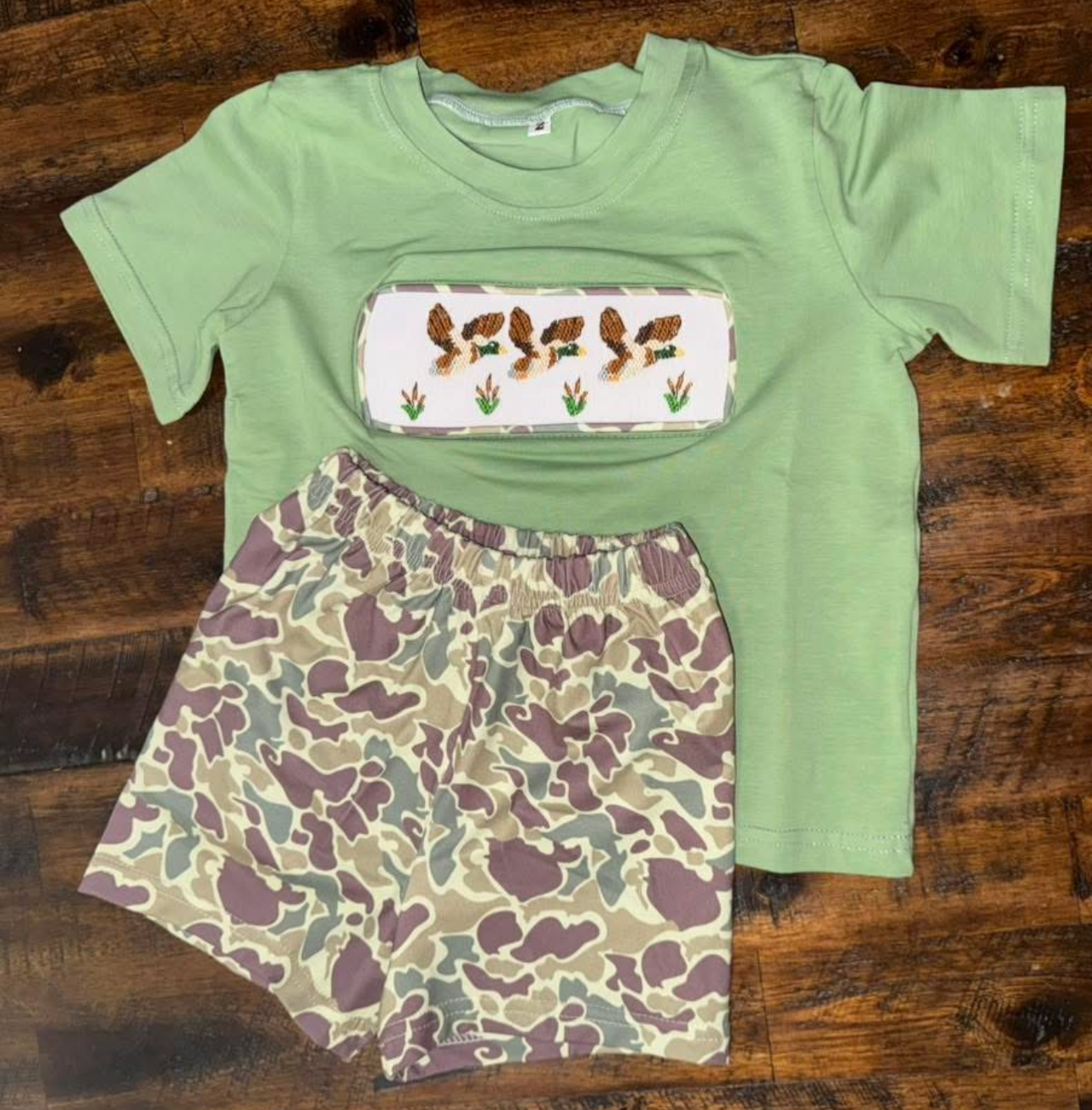 Camo Duck Hand Smocked Short Set