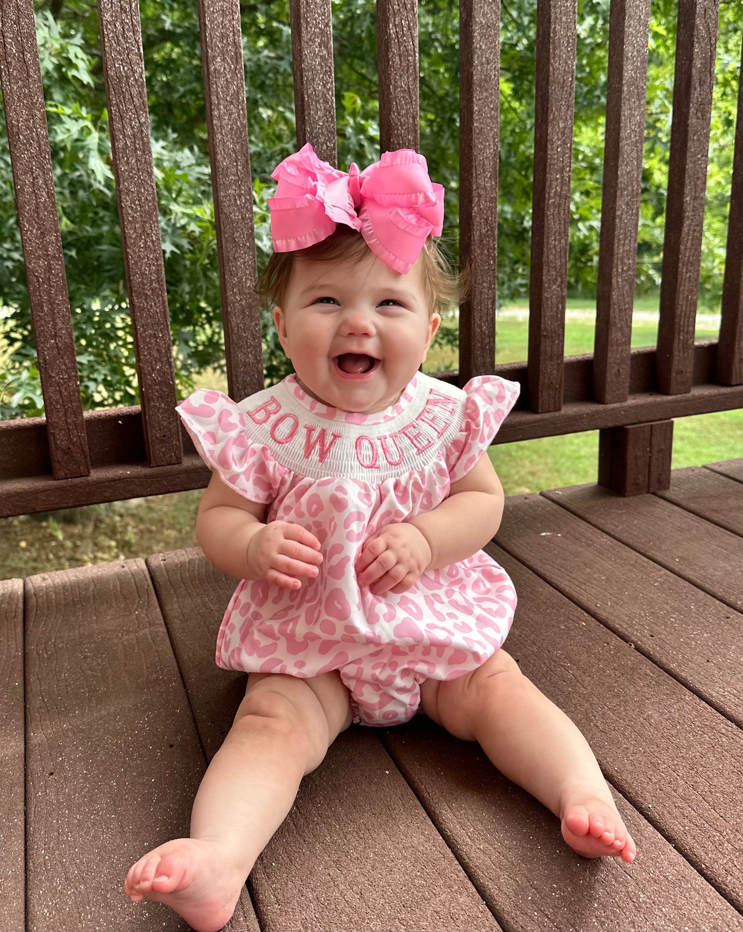 Pink Double Ruffle Hair Bow