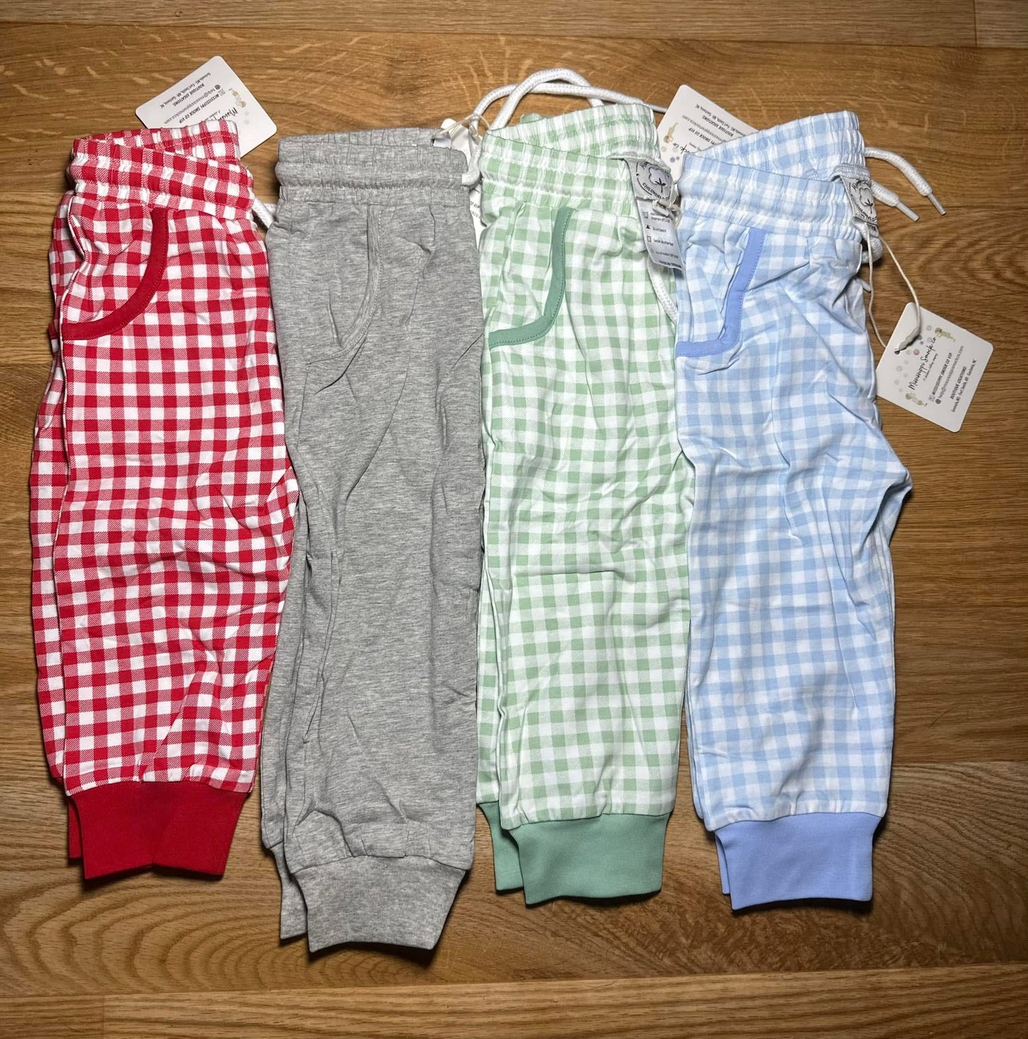 Green Knit Gingham Joggers