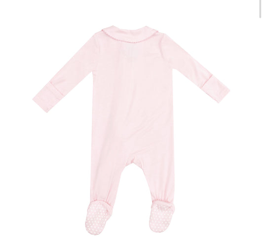Peter Pan Two Way Zipper Footie - Classic Solid Pink