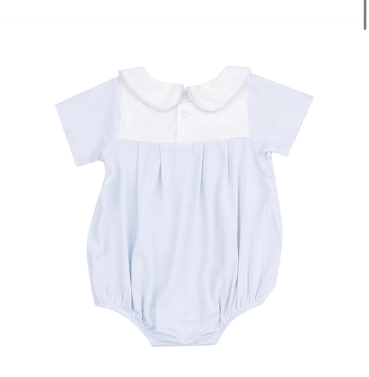Classic Box Pleat Bubble - Stripe Classic Blue