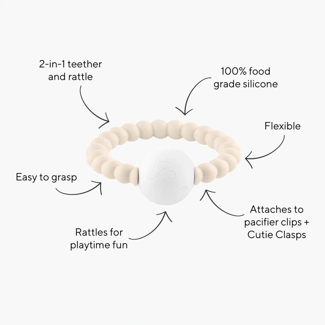 Cutie Teether And Rattle - Grey