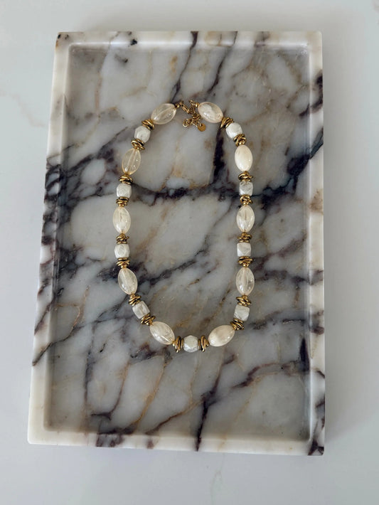 Champagne Glow Beaded Necklace