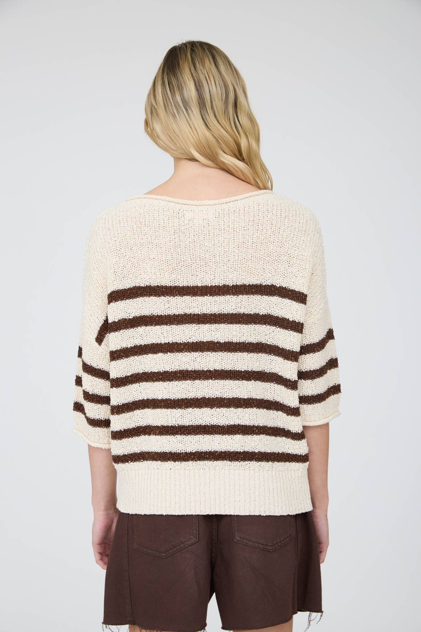Striped Knit Sweater- Mocha