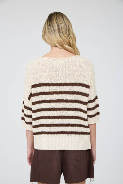 Striped Knit Sweater- Mocha