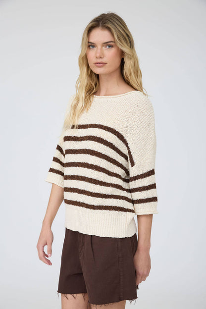 Striped Knit Sweater- Mocha