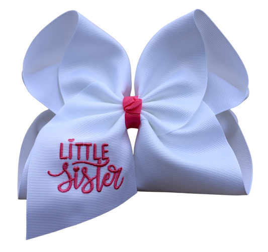 'Little Sister' Embroidered Bow