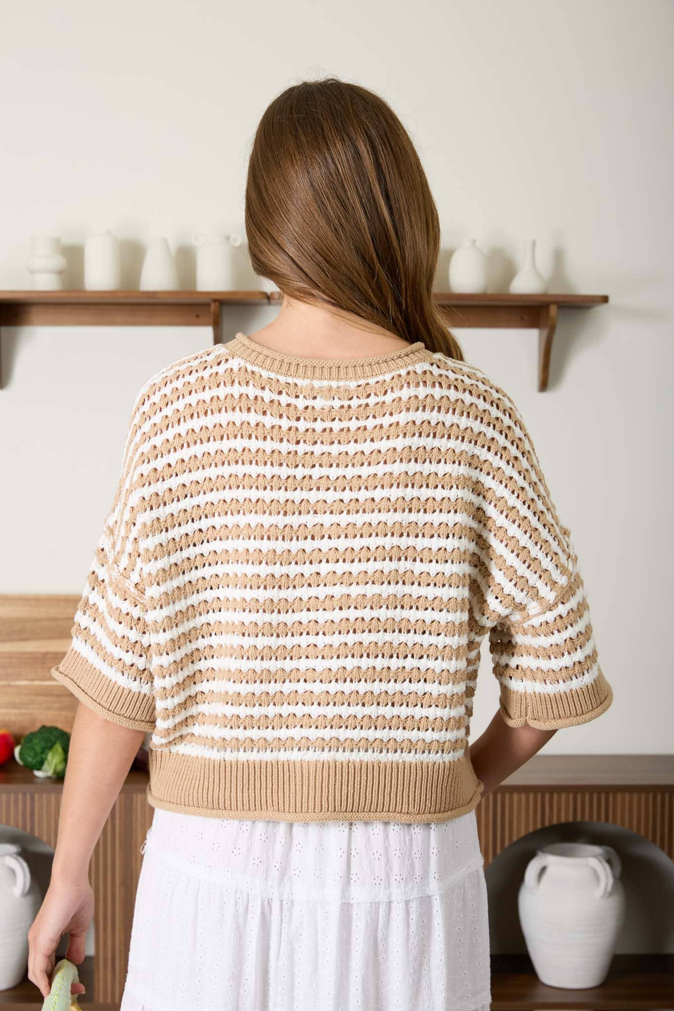 Crochet Knit Cardigan- Sage