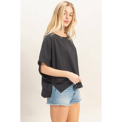 Oversized Cuff Top- Black