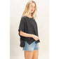 Oversized Cuff Top- Black
