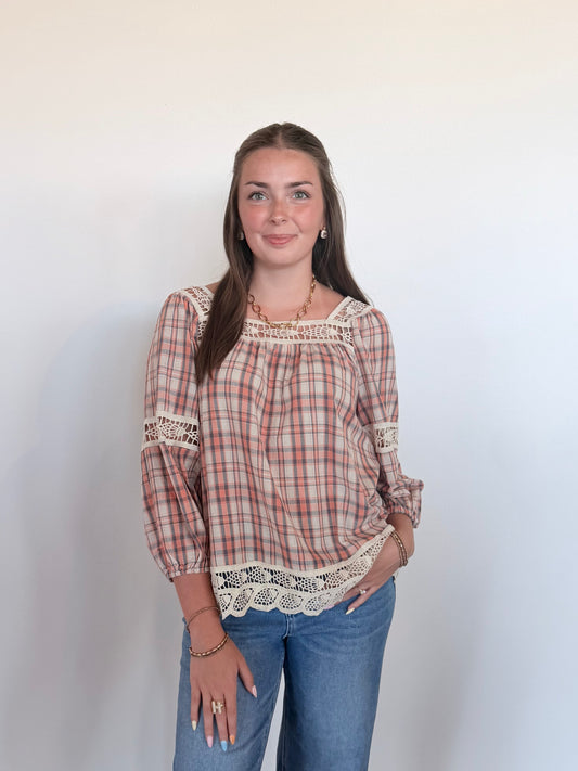 Golden Hour Lace Trim Blouse