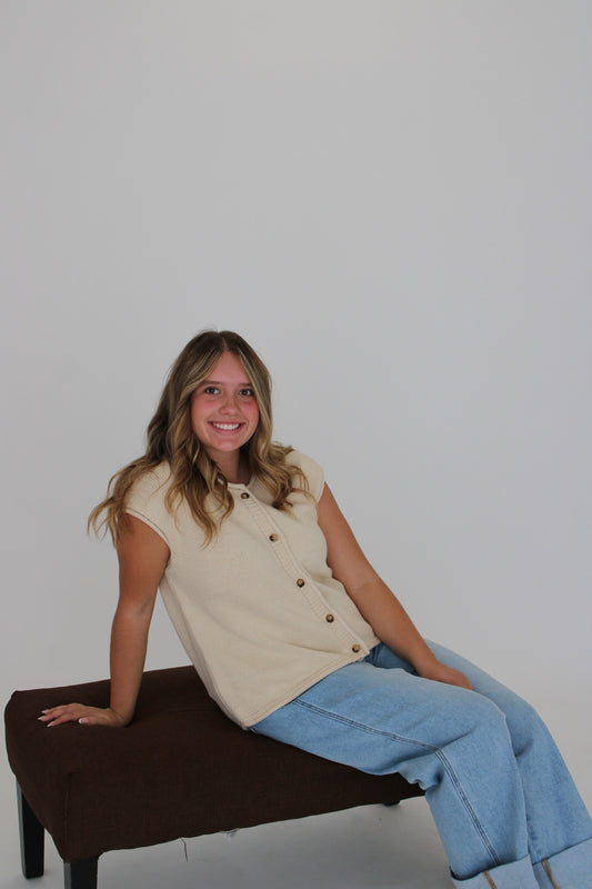 Button Down Cardigan- Oatmeal