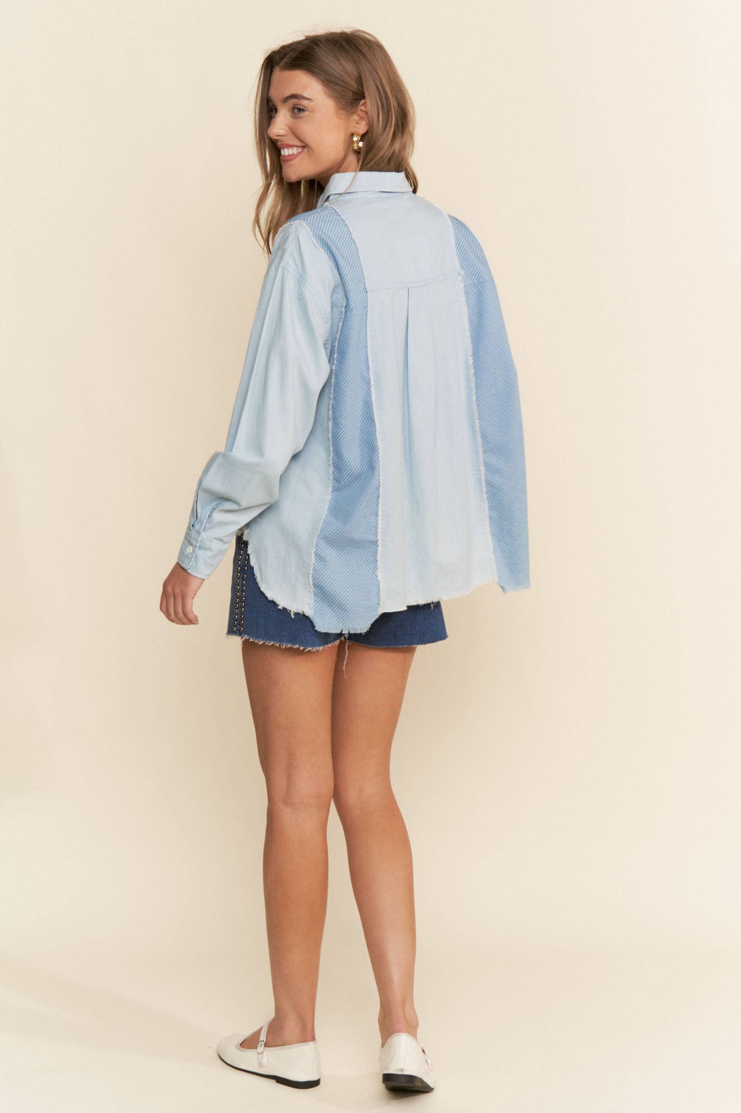 Gentry Patchwork Denim Button Up