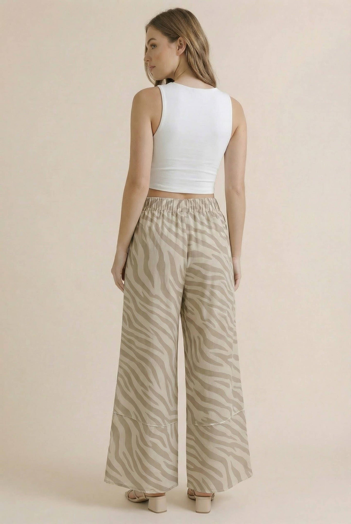 Zebra Print Wide Leg Lounge Pants