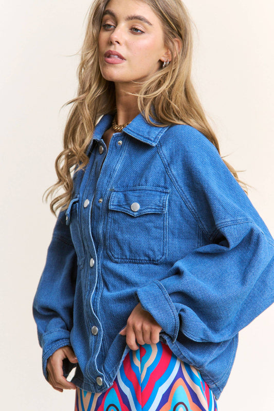 Oversized Snap Button Denim Jacket