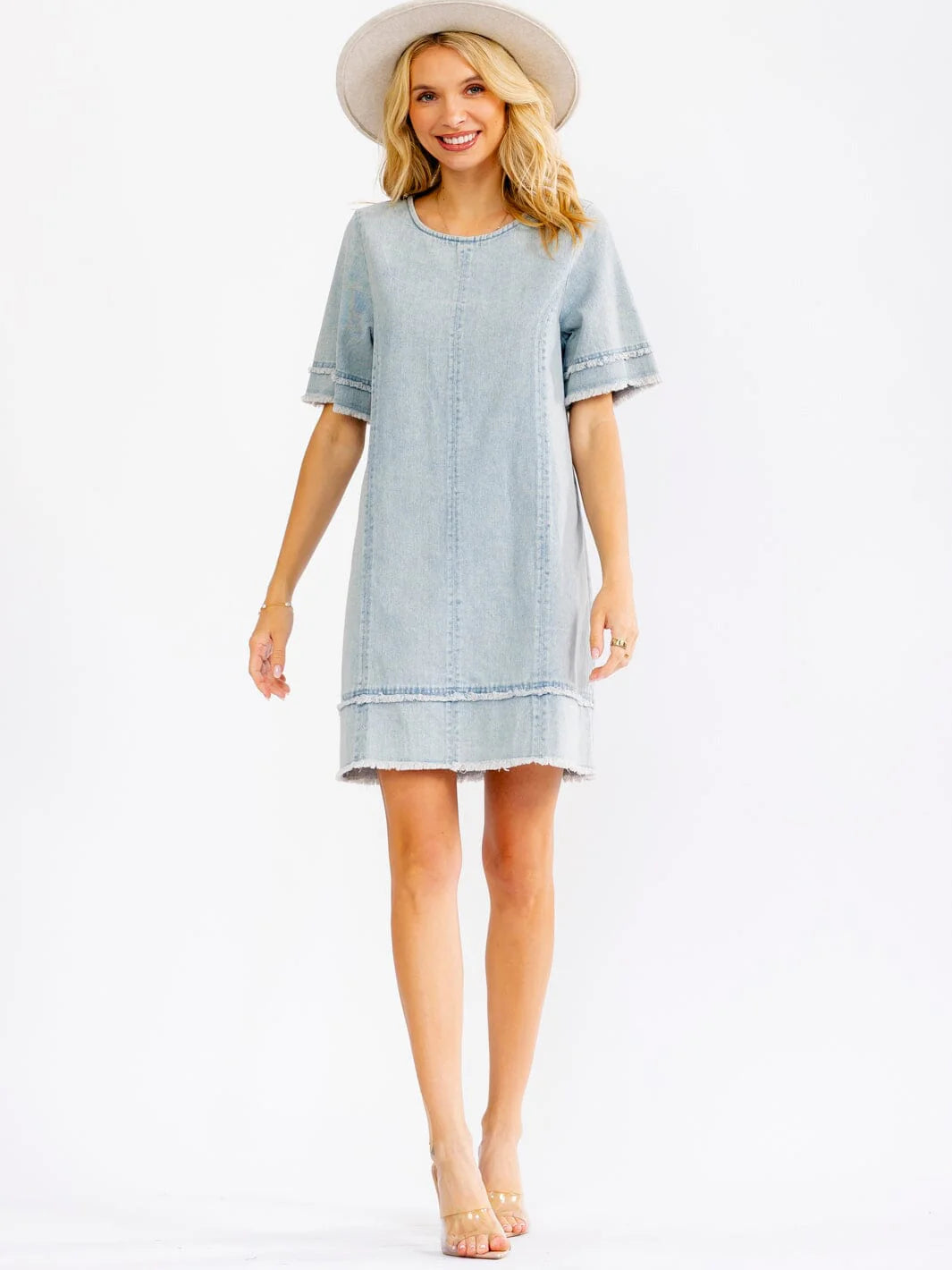 Denim Loose Fit Dress- Light Wash