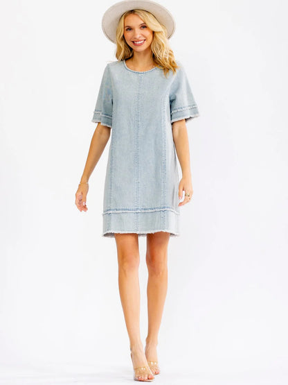 Denim Loose Fit Dress- Light Wash