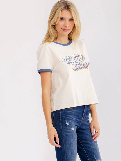 Vintage Soul Trim Sleeve Graphic Tee