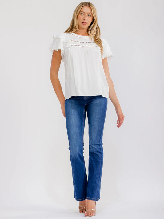Lace Trim Blouse - White