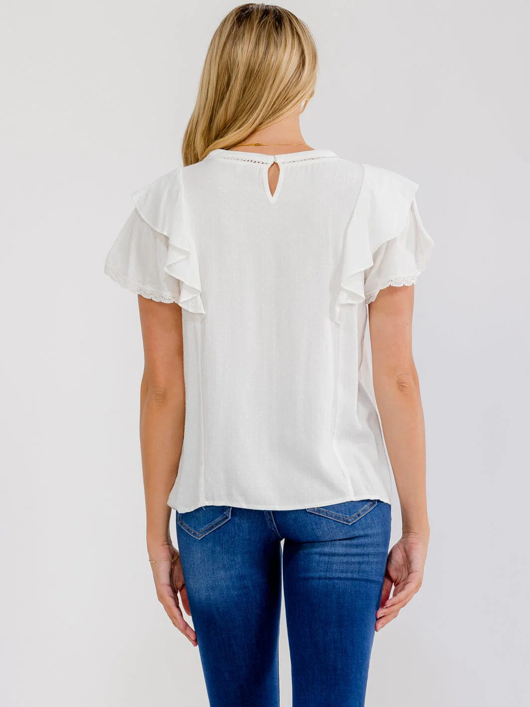 Lace Trim Blouse - White