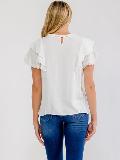 Lace Trim Blouse - White
