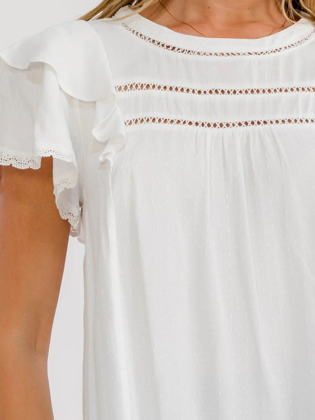 Lace Trim Blouse - White