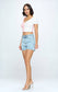 High Rise Frey Hen Denim Shorts- Light Wash