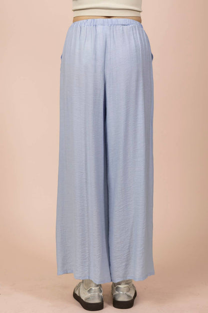 Wide Leg Woven Pants- Blue