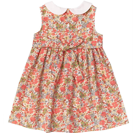 Orange Floral Embroidered Sleeveless Dress