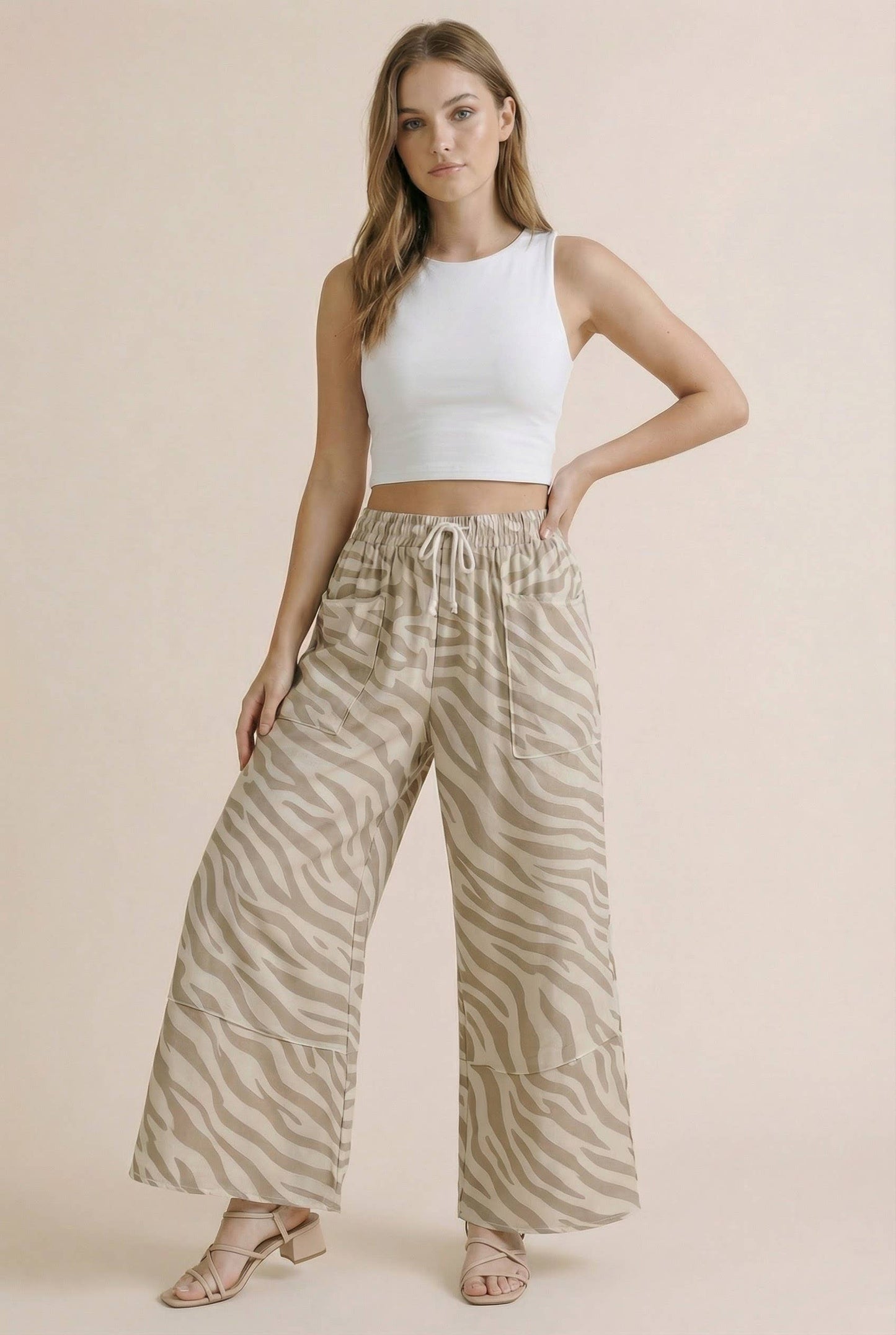 Zebra Print Wide Leg Lounge Pants