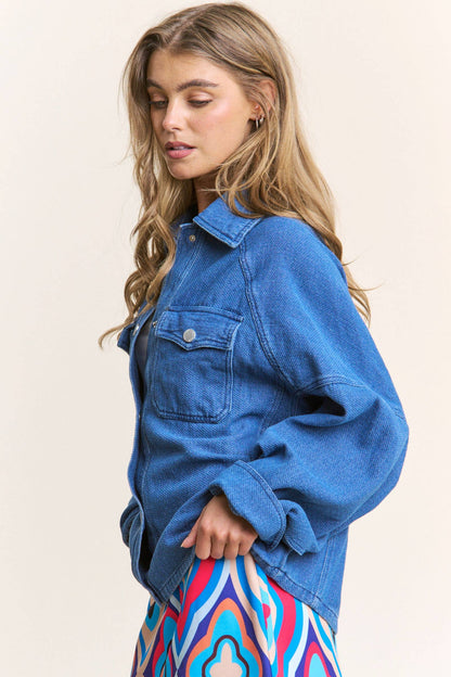 Oversized Snap Button Denim Jacket