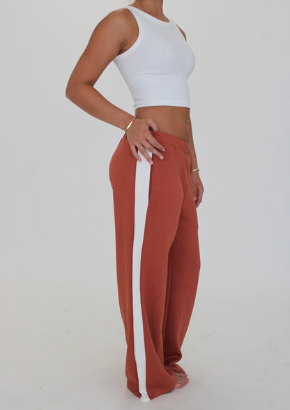 Striped Leg Scuba Pants - Burnt Sienna