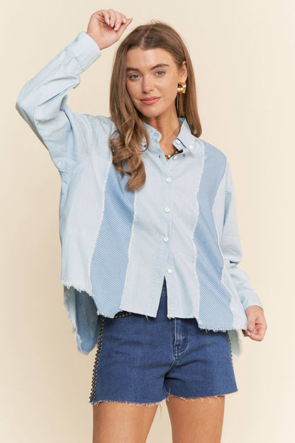 Gentry Patchwork Denim Button Up