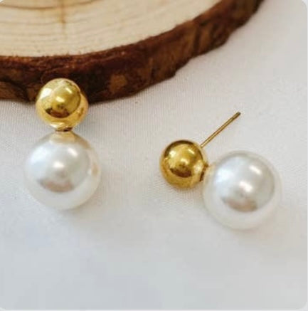 Ball & Pearl Stud Earrings