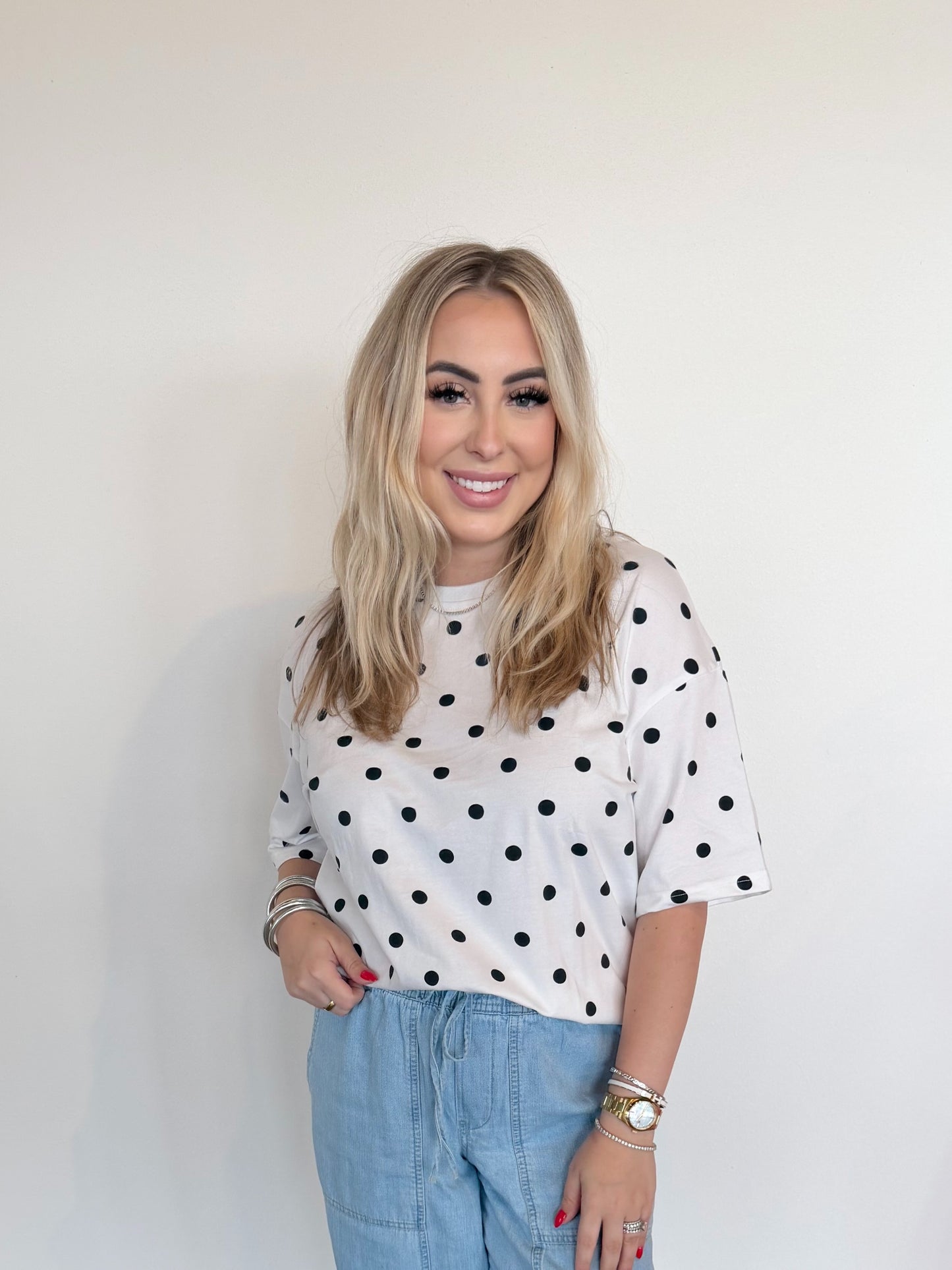 Polka Dot Oversized Tee- Black & White